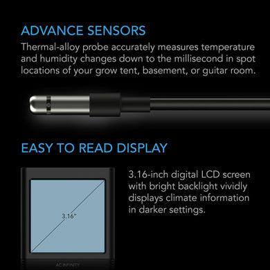 AC Infinity- Cloudcom B2 | Smart Thermo-Hygrometer With Data APP | Integrated Sensor Probe