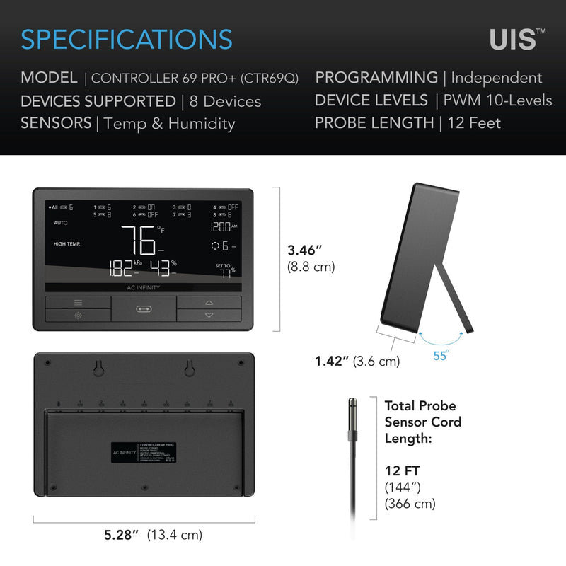AC Infinity- Controller 69 Pro+ | Independent Programs for Eight Devices | Dynamic VPD | Temperature | Humidity | Scheduling
