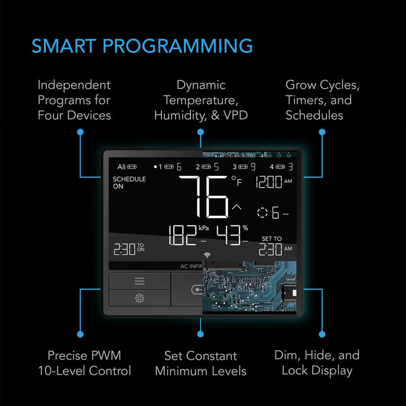 AC Infinity- Controller 69 Pro WIFI / Bluetooth | Independent Programs for Four Devices | Dynamic VPD | Temp | Humidity | Scheduling | Cycles | Data App