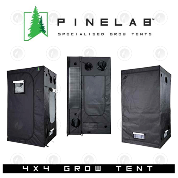 Pinelab - Specialised Grow Tent | 1.2M x 1.2M x 2.13M High (4FT x 4FT) | With CFM Kit & Gear Board