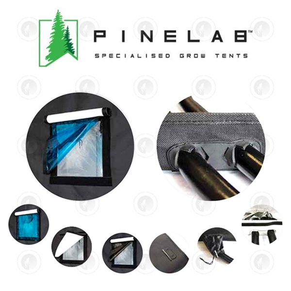 Pinelab - Specialised Grow Tent | 1.2M x 1.2M x 2.13M High (4FT x 4FT) | With CFM Kit & Gear Board