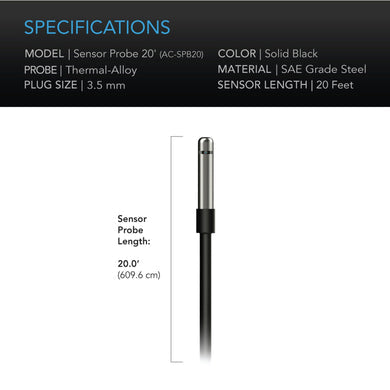 AC Infinity- Controller Sensor Probe | 20Ft 6.09M | Corded Climate Detector