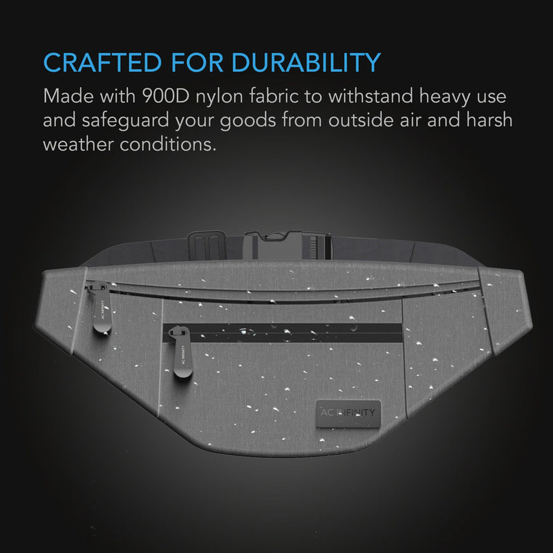 AC Infinity - Smell Proof Belt Bag | Grey | With 900D Nylon Fabric & Carbon Filter Lining