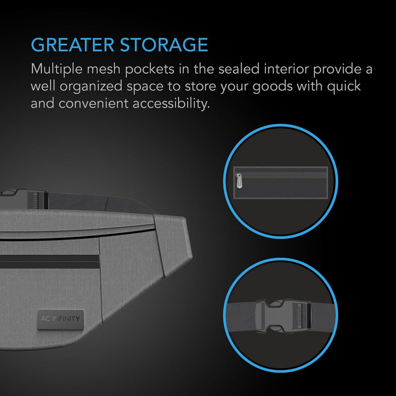 AC Infinity - Smell Proof Belt Bag | Grey | With 900D Nylon Fabric & Carbon Filter Lining
