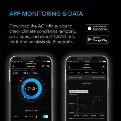 AC Infinity- Cloudcom A1 | Mini Smart Thermo-Hygrometer with Data App | 12 ft / 3.66M Sensor Probe