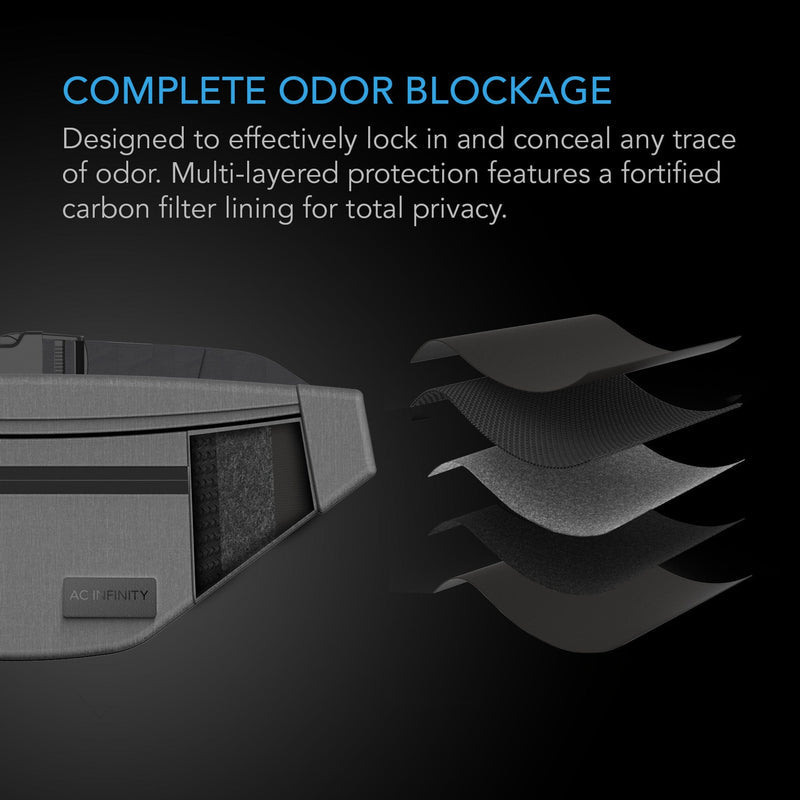 AC Infinity - Smell Proof Belt Bag | Grey | With 900D Nylon Fabric & Carbon Filter Lining