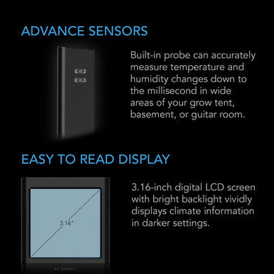 AC Infinity- Cloudcom B2 | Smart Thermo-Hygrometer With Data APP | Integrated Sensor Probe