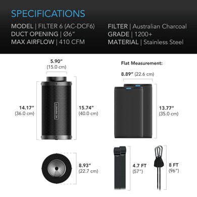 AC Infinity- Carbon Filter | Australian Charcoal | 6 Inch / 150 MM