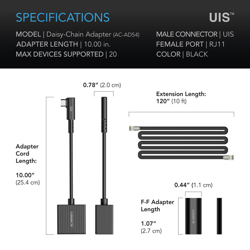 AC Infinity- UIS Lighting Daisy-Chain Adapter Dongle / UIS to RJ11