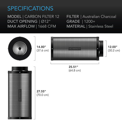 AC Infinity- Carbon Filter | Australian Charcoal | 12 Inch / 300 MM