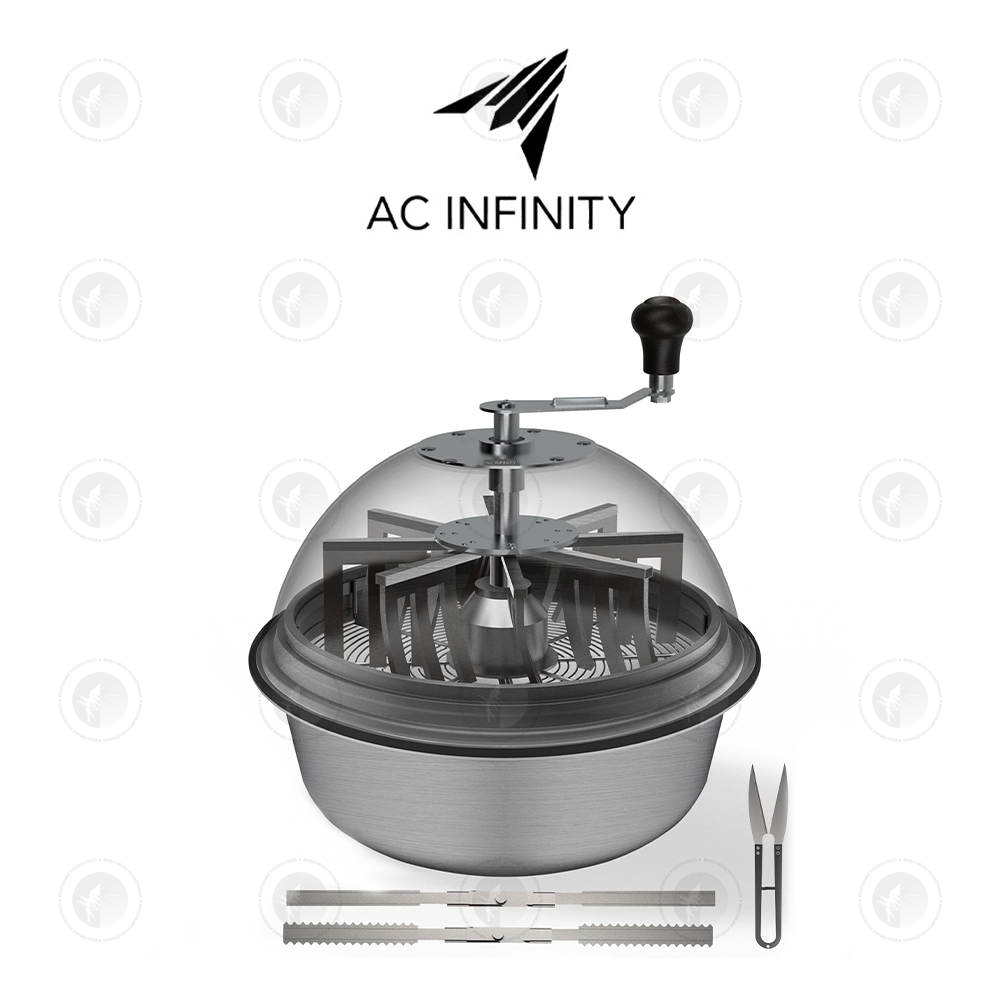AC Infinity- Bud Bowl Trimmer | Twist Spin Cut | Clear Dome | Wet or Dry Product | 19 Inch / 48.2 CM