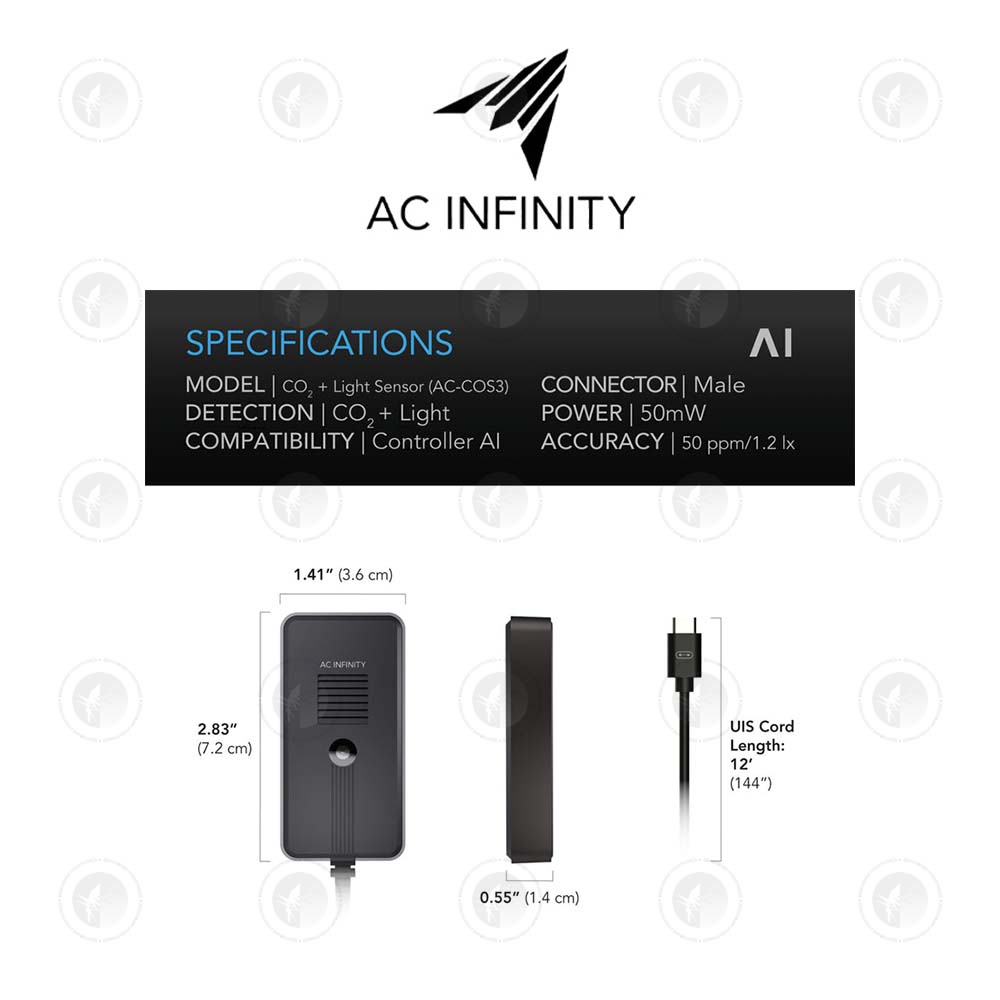 AC Infinity- CO2 + Light Sensor for Controller AI+ | CO2 Data Tracking | Optimised FAE | Day and Night Scheduling