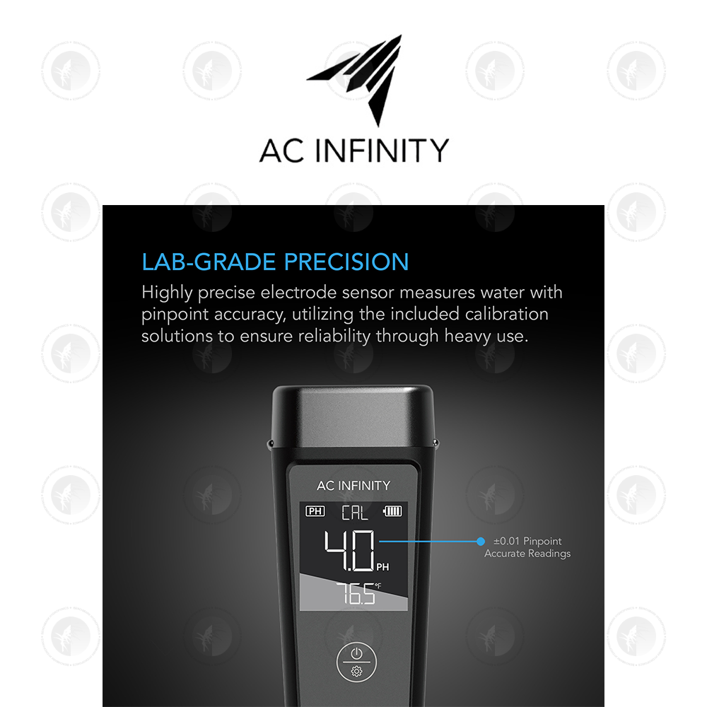 AC Infinity- Hydroponic Meter Pro Kit | ALL-IN-ONE PH PEN | Interchangeable Probe