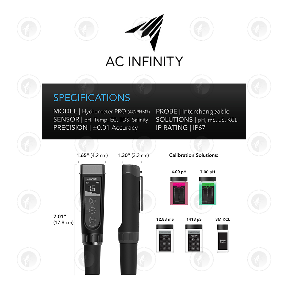 AC Infinity- Hydroponic Meter Pro Kit | ALL-IN-ONE PH PEN | Interchangeable Probe