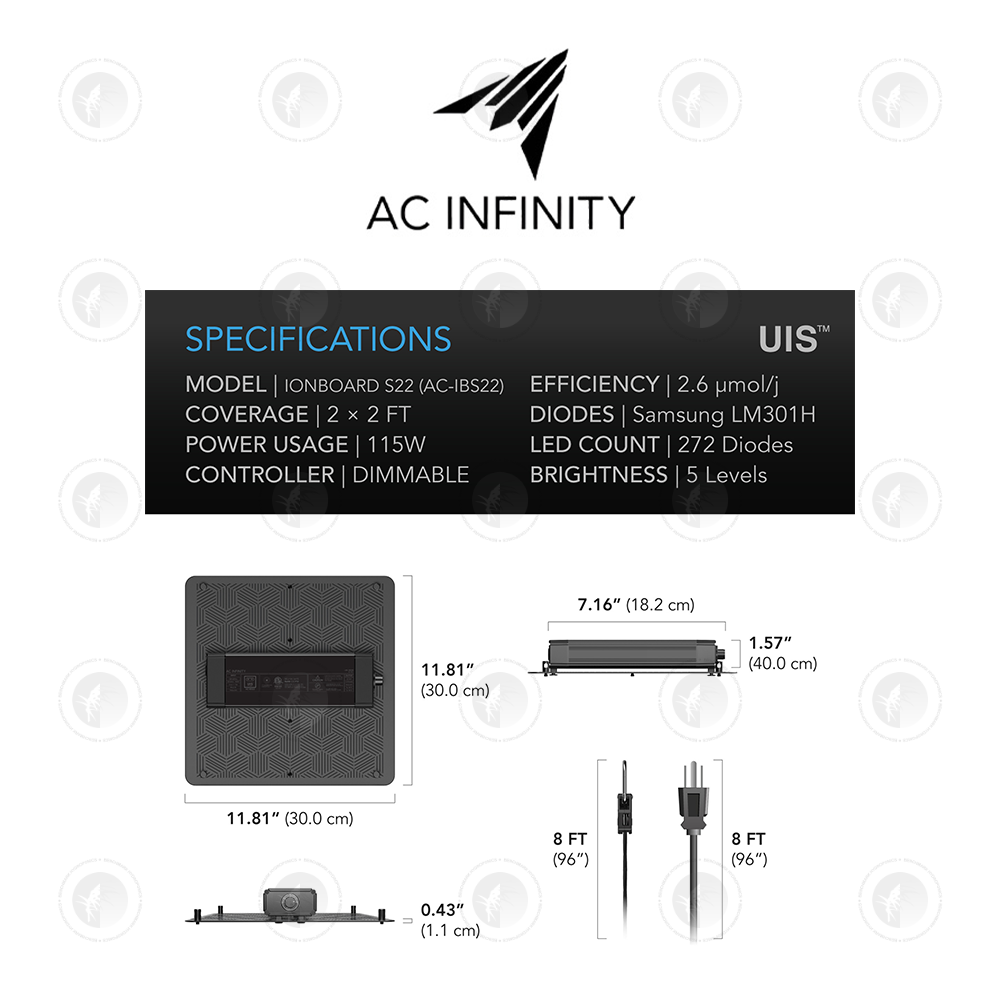 AC Infinity- Ionboard S22 | Full Spectrum LED Grow Light | 60x60 CM Coverage