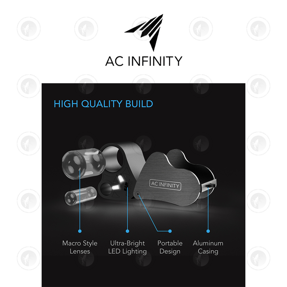 AC Infinity- Jewelers Loupe | Pocket Magnifying Glass with LED Light and Dual Lenses