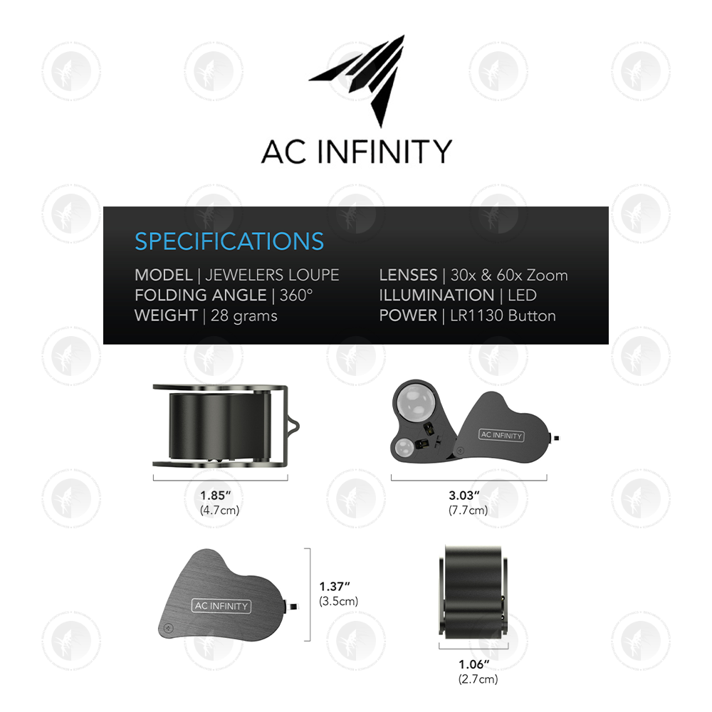 AC Infinity- Jewelers Loupe | Pocket Magnifying Glass with LED Light and Dual Lenses
