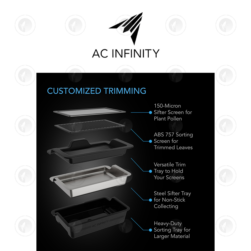 AC Infinity- Large Trim Tray System | 3-Tray & 2-Screen Kit | Interchangeable & Ergonomic Design
