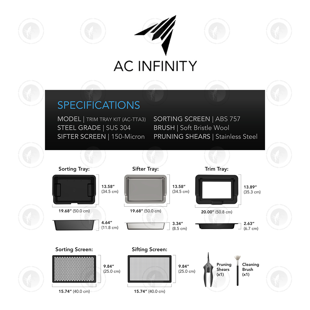 AC Infinity- Large Trim Tray System | 3-Tray & 2-Screen Kit | Interchangeable & Ergonomic Design