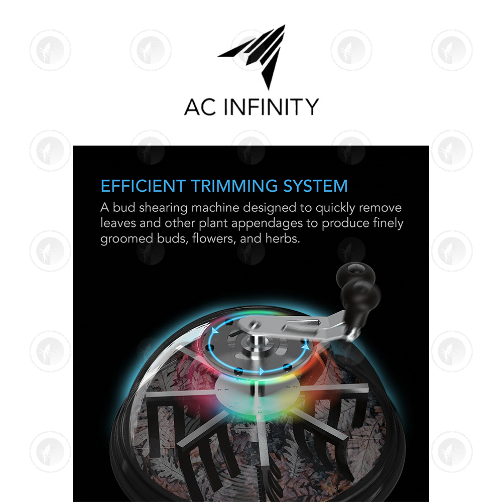 AC Infinity- Bud Bowl Trimmer | Twist Spin Cut | Clear Dome | Wet or Dry Product | 19 Inch / 48.2 CM