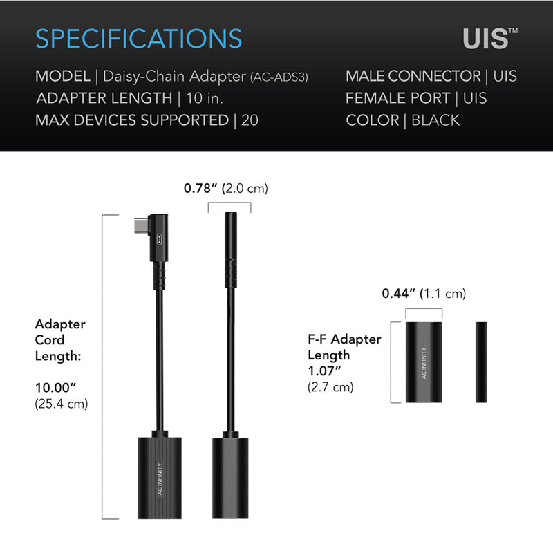 AC Infinity - UIS 2-IN-1 Splitter | Daisy-Chain Adapter Dongle