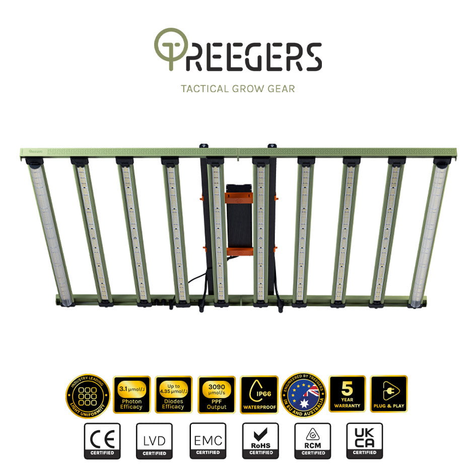 Treegers - GL1000W+ LED Grow Light Fixture | 1000W | 3090 µmol/s | Full Spectrum | Daisy Chain Yes | For Full Grow Cycle