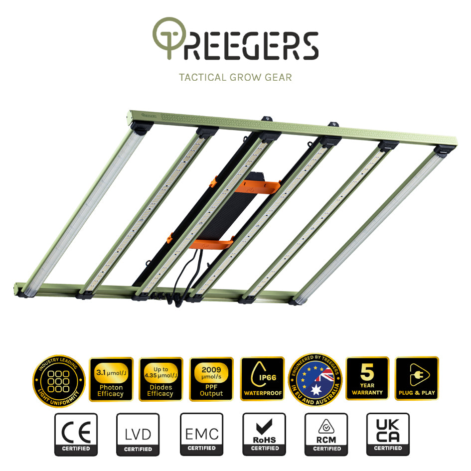 Treegers - GL650W+ LED Grow Light Fixture | 650W | 2009 µmol/s | Full Spectrum | Daisy Chain Yes | For Full Grow Cycle