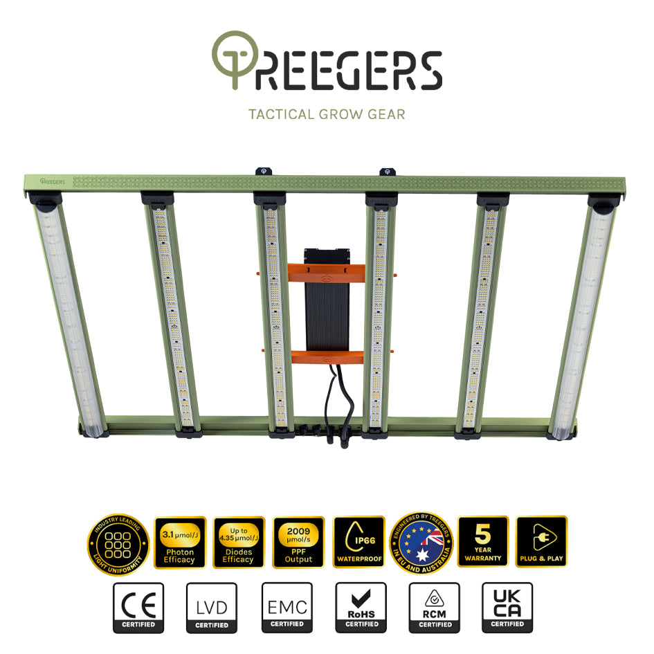 Treegers - GL650W+ LED Grow Light Fixture | 650W | 2009 µmol/s | Full Spectrum | Daisy Chain Yes | For Full Grow Cycle