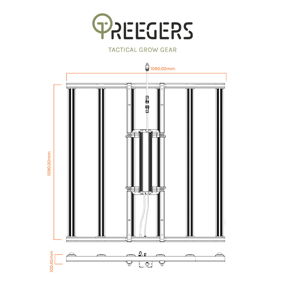 Treegers - GL650W+ LED Grow Light Fixture | 650W | 2009 µmol/s | Full Spectrum | Daisy Chain Yes | For Full Grow Cycle