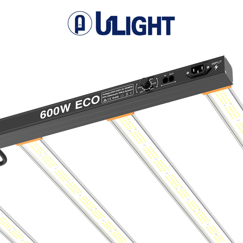 ULight - ECO LED Grow Light Panel | 600W | 2.7 µmol/J | Dimmable | IP65 | Full Spectrum