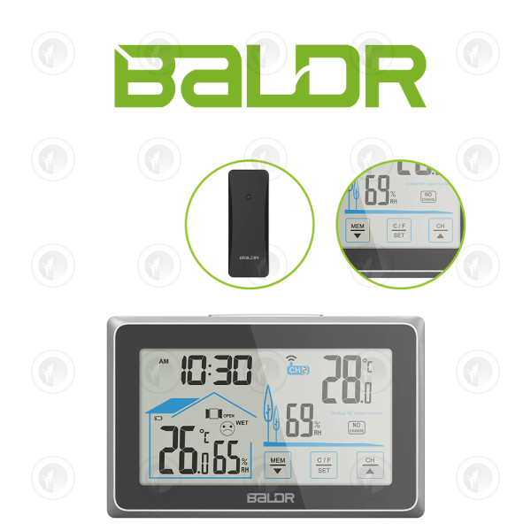 Baldr - Wireless Digital Thermometer/Hygrometer | Large LCD Display | Temperature Humidity