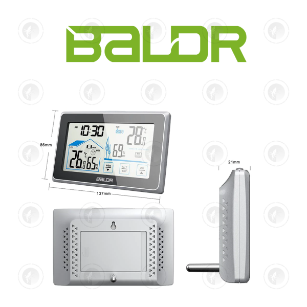 Baldr - Wireless Digital Thermometer/Hygrometer | Large LCD Display | Temperature Humidity