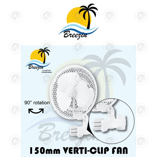 Breezin - Verti-Clip V2 Grow Tent Oscillating Grip Clip Fan | 6" Inch | 150MM