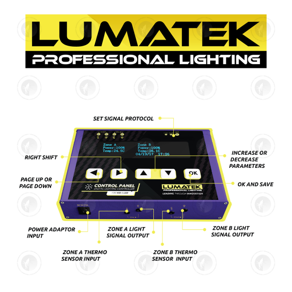 Lumatek - Digital Control Panel PLUS 2.0 | HID + LED | Dual Signal Lighting Controller