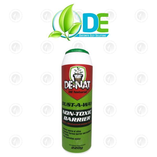 DE Ozzy - DE-NAT | Powdered Diatomaceous Earth | Dust-A-Way | 220g | Non -Toxic Barrier | Pest Dust