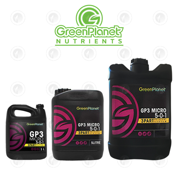 Green Planet - GP3 Micro | 1L / 5L / 25L / 207L | 3-Part Base Nutrient | NPK 5-0-1