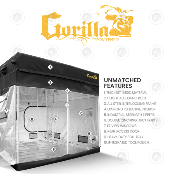 Gorilla - Grow Tent | GGT33 | 3X3FT / 91CM X 91CM X (213CM - 244CM)