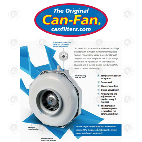 Can-Fan - RKW Centrifugal Fan | RK-W 250 | 250MM (10" Inch) | 489CFM | Thermostat Control