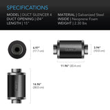 AC Infinity- Inline Duct Fan Silencer | 4 Inch 100 MM