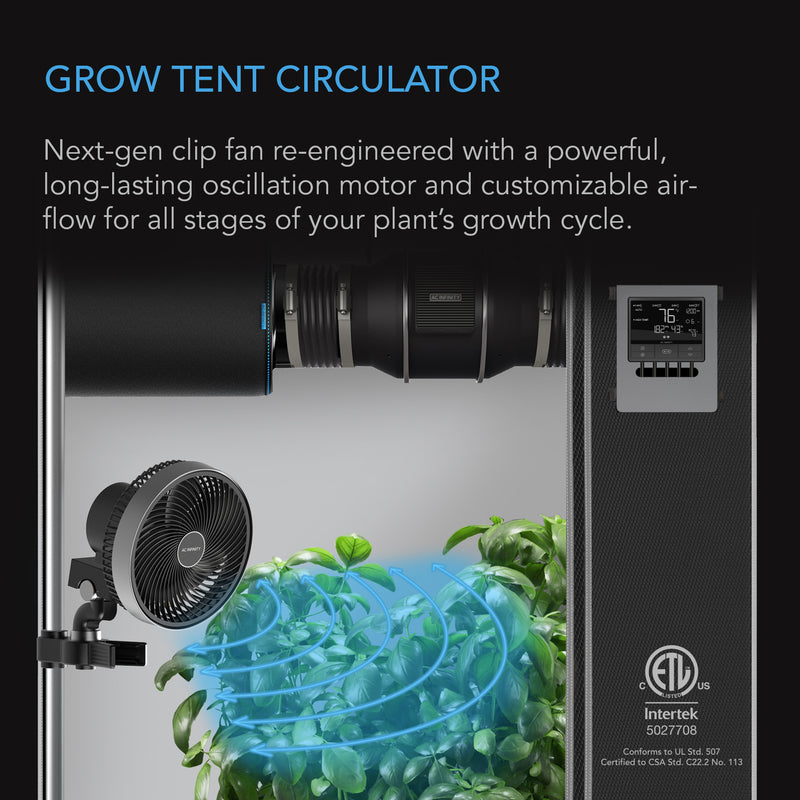 AC Infinity - Cloudray S6 Gen 2 Grow Tent Clip Fan 6” | With 10 Level Dynamic Wind modes & Fan Speeds | 10-Level Oscillation