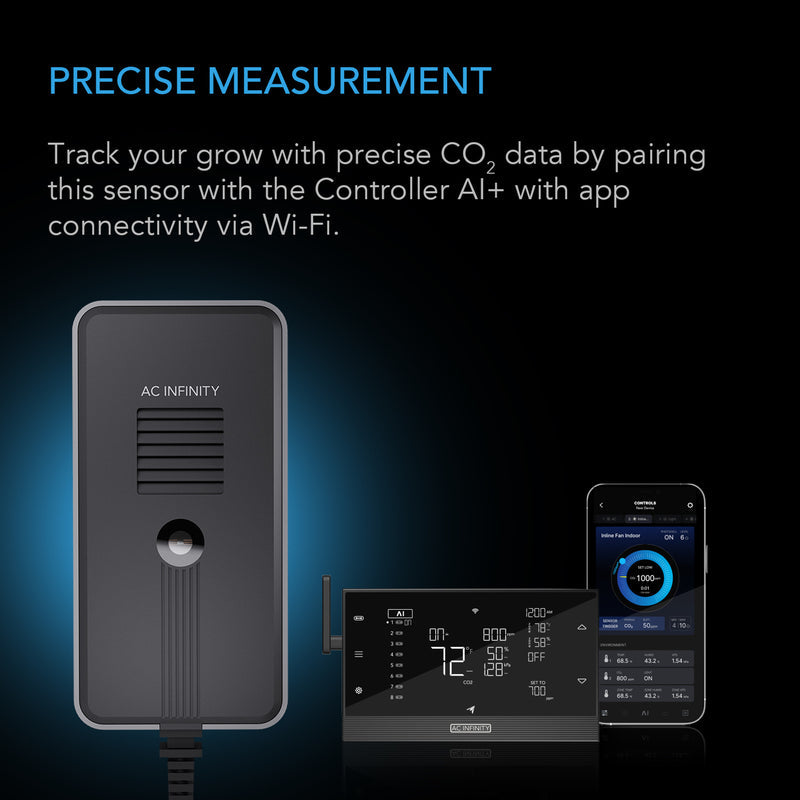 AC Infinity- CO2 + Light Sensor for Controller AI+ | CO2 Data Tracking | Optimised FAE | Day and Night Scheduling
