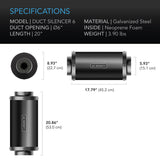 AC Infinity- Inline Duct Fan Silencer | 6 Inch 150 MM