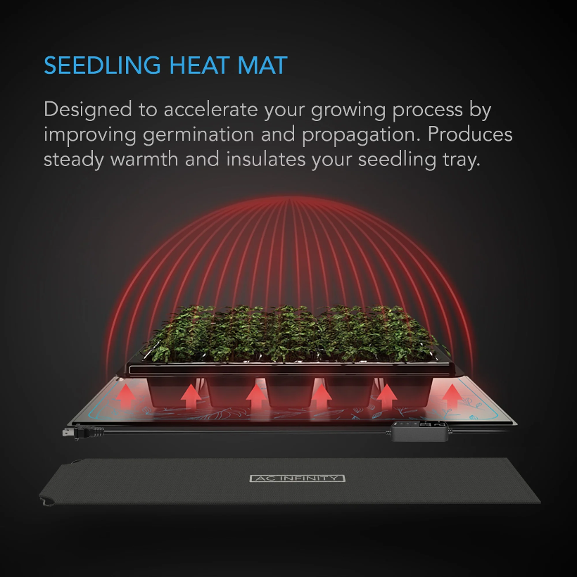 AC Infinity- Suncore H3 | Seedling Heat Mat With Heat Controller | IP-67 Waterproof | 25.4 x 52.70 CM