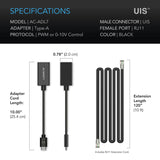 AC Infinity- UIS Lighting Adapter Type-A | for RJ11/12 Connector Lights With PWM or 0-10v Dimmers
