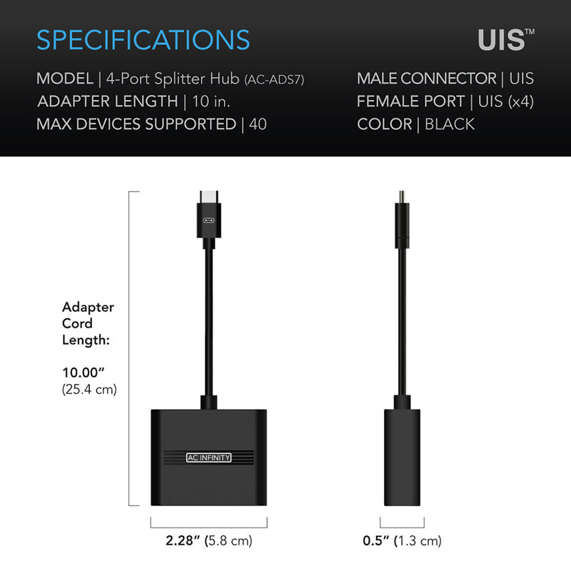 AC Infinity- UIS Splitter Hub 4-Port | Adapter Dongle for Shared Programming