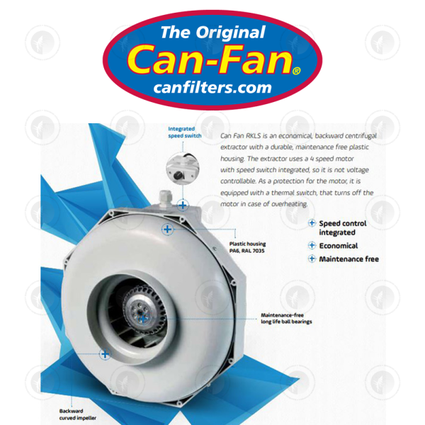 Can-Fan RKS Centrifugal Fan - RK125LS | 125MM (5" Inch) | 218CFM | Speed Control