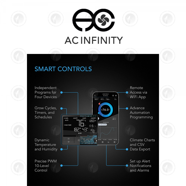 AC Infinity - Cloudline Pro T4 | Quiet EC Inline Fan | With Temperature, Humidity & VPD Controller | Controller 69 | 4” / 100MM