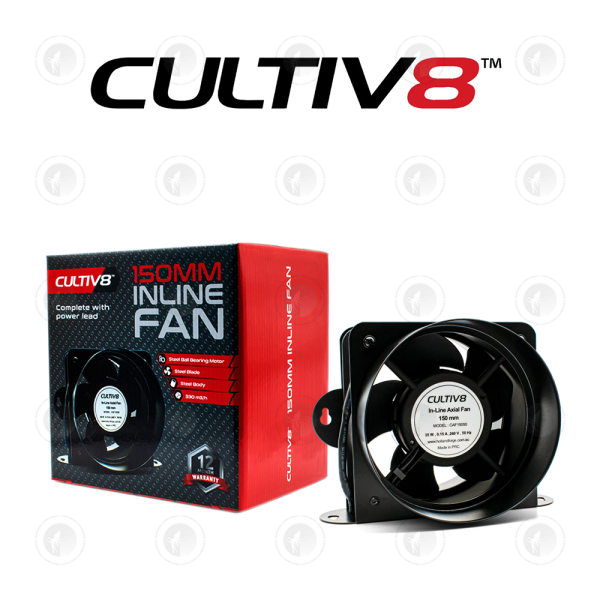 Cultiv8 Inline Axial Booster Fan - 6" Inch (150MM) | 35W | 194CFM | Ball Bearing