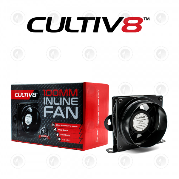 Cultiv8 Inline Axial Booster Fan - 4" Inch (100MM) | 22W | 58CFM | Ball Bearing