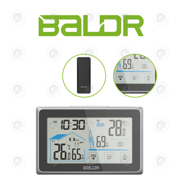 Baldr Wireless Digital Thermometer/Hygrometer with Large LCD Display Temperature Humidity